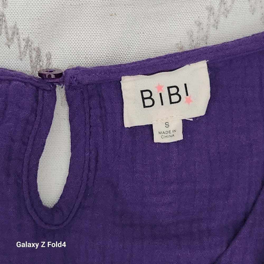 BiBi Game Day Purple Cotton Gauze Ruffle Sleeve Tank Top Small IP6659-09 - Picture 2 of 6